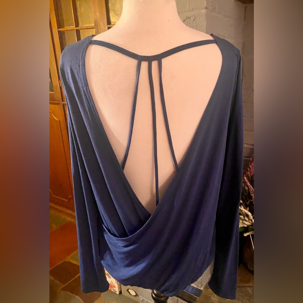 Spectacular Back Detail! Maurice’s Mock Wrap Long Sleeve Top-XL